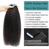 Afro Kinky Curly Tape In Human Hair for Women 14inch Yaki Straight Hair Seamless Skin Weft Adhesive Glue On For Salon Hair for Woman 100g/40pcs/Pack,1b view 4
