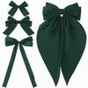 4pcs Small Hair Bow Clips for Women Girls Green Silky Satin Hair Ribbon Large Bows for Hair Different Sizes Bowknot Alligator Clips Hair Bow Barrettes Oversized Long-tail Aesthetic Hair Accessories view 1