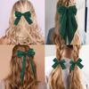 4pcs Small Hair Bow Clips for Women Girls Green Silky Satin Hair Ribbon Large Bows for Hair Different Sizes Bowknot Alligator Clips Hair Bow Barrettes Oversized Long-tail Aesthetic Hair Accessories view 4