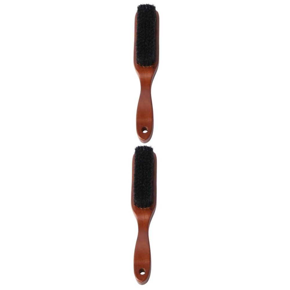 Angoily 2pcs Professional Beard Brush for Men Wooden Handle Detangling Styling Mustache Trimmer Portable