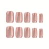 Nude Press On Nails Short Square Shiny Glossy Acrylic Full Cover Bling Glue On Finish Stick On Gel False Nails for Women Daily Wear 24Pcs view 2