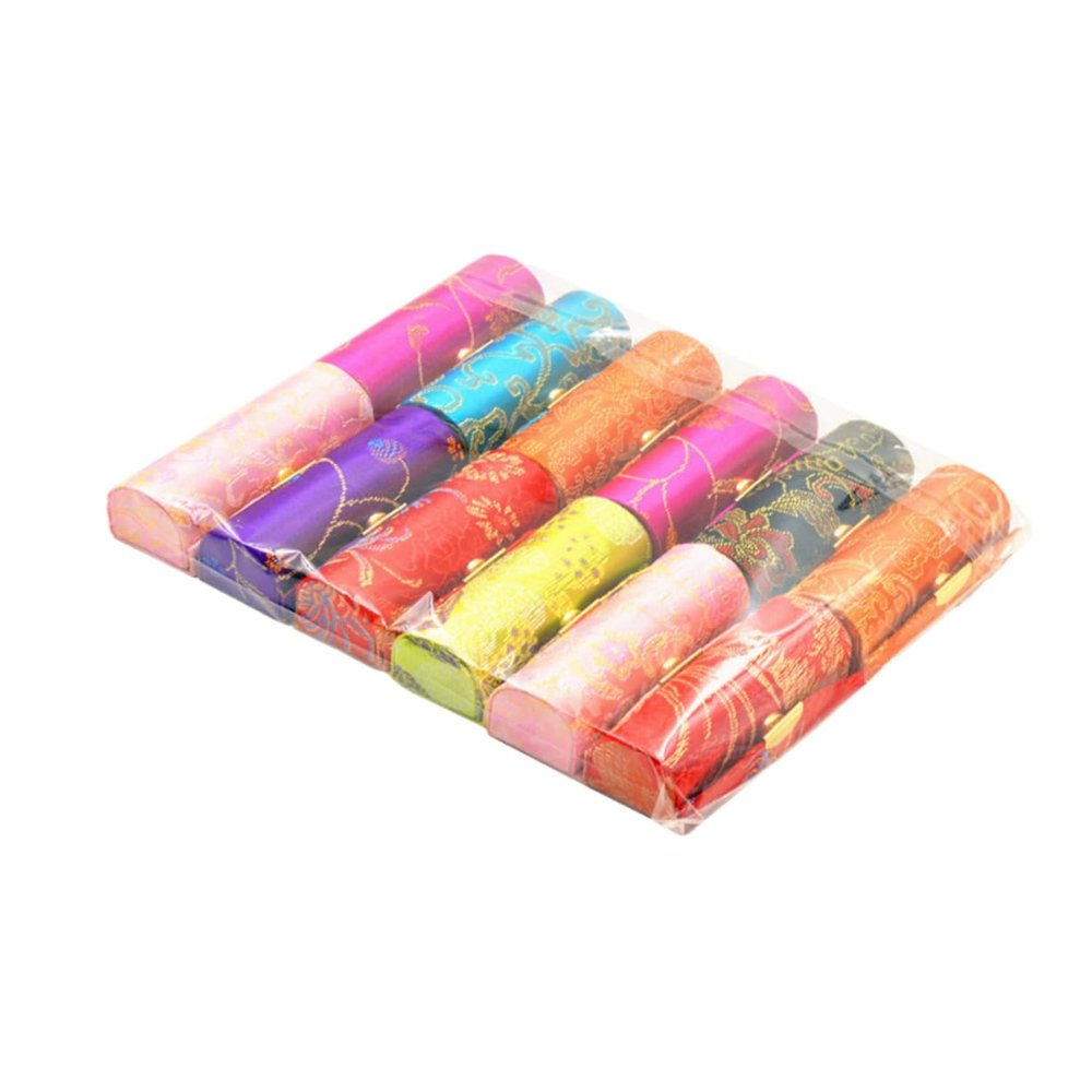 DOITOOL 12pcs Retro Style Silk Lipstick Holders Mirror Elegant Embroidered Lipstick Cases for Women for Daily Carry and Organization Great for Festivals and Special Occasions