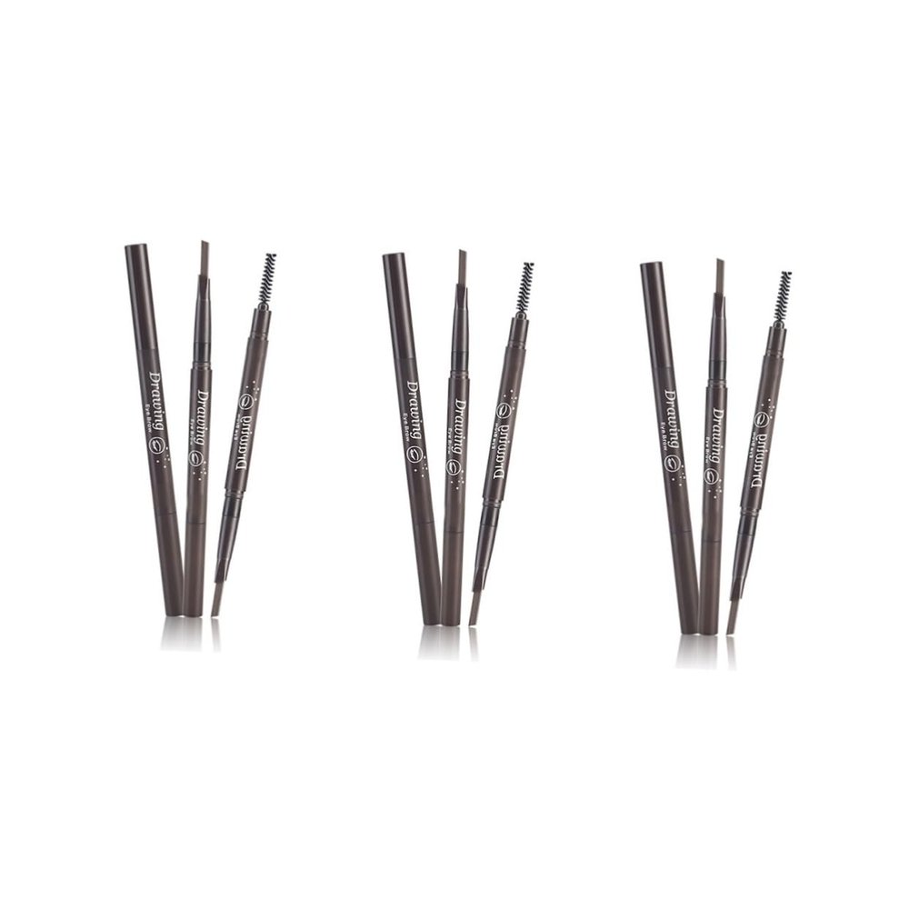 Angoily 3pcs Eyebrow Pencil Brush Set Black Dual-ended Automatic Brow Makeup Tool Soft Brush Tip for Natural All-day Wear and Easy Application