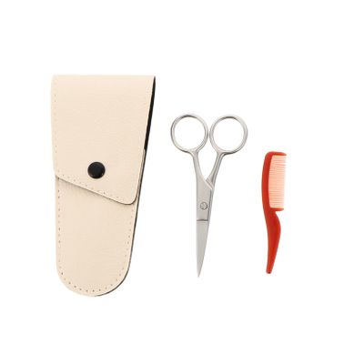 Angoily Beard and Mustache Scissors Kit with Beard Comb and Stylish Storage Bag for Men Stainless Steel Trimming Scissors for Grooming Facial Hair and Eyebrows