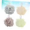 Angoily 4pcs Large Bath Mesh Pouf Soft and Comfortable Exfoliating Shower Sponge White Green Grey and Khaki for Relaxing Body Care and view 3