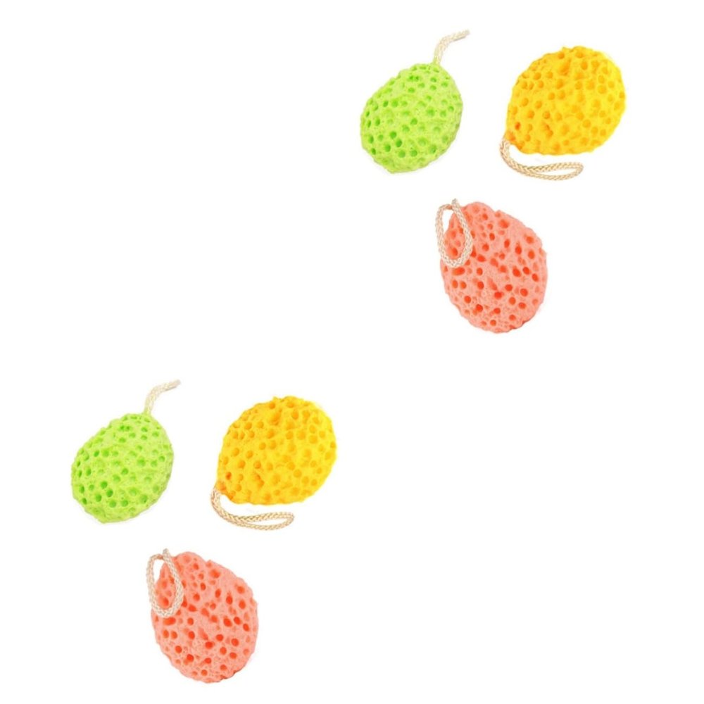 Angoily 6pcs Honeycomb Bath Sponges for Exfoliating Cleansing and Skin Care Vibrant Yellow Green and Orange Colors
