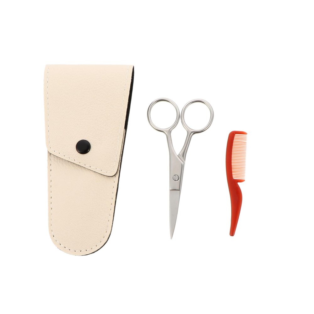 Angoily 2sets Beard Trimmer Scissors Nose Hair Scissors Mustache Beard Trimming Kit Stainless for Men