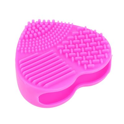 BIUDECO Silicone Heart Shaped Makeup Brush Cleaning Pad Rose Red Scrubber Tool for Care Durable and Adorable Design