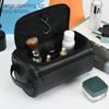 Leather Toiletry Bag for Women and Men Gift Hanging Toiletry Bag Travel Kit Pouch Bag Shaving Dopp Kit (Black) view 3