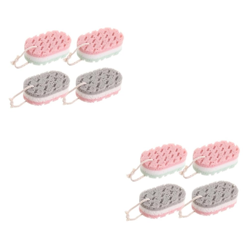 Angoily 8pcs Exfoliating Bath Sponge Towel Body Scrubbing Tool Positivte Cleaning Sponge Household Bath Scrubber Skin Exfoliator for Home Hotel Use Random Color