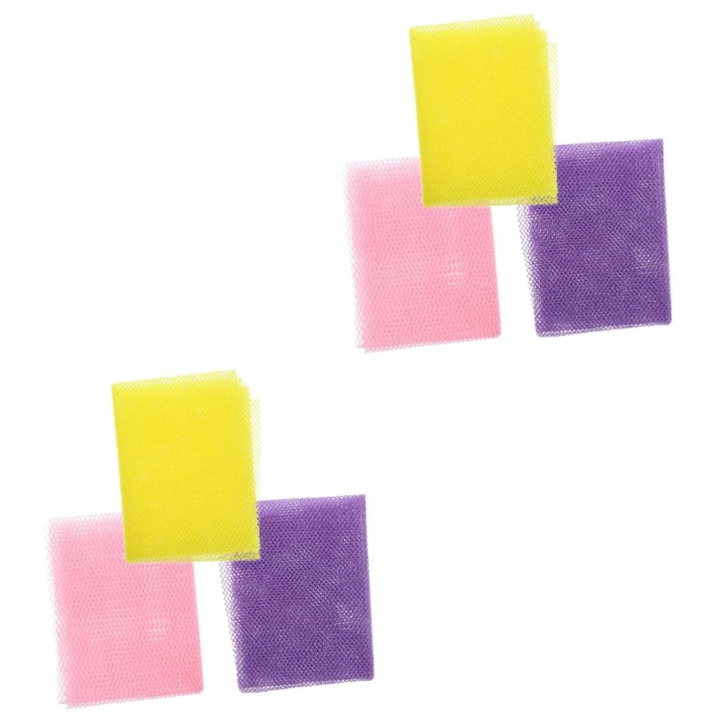 Angoily 6pcs African Exfoliating Body Scrubber Soft Mesh Shower Net Sponge for Deep Cleansing for Back Neck Feet Easy to and Dry after Use