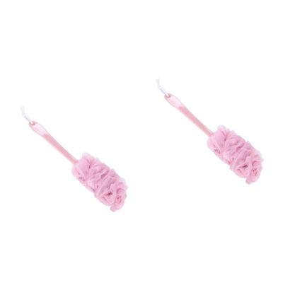 Angoily 2pcs Shower Brush Long Handle Bath Scrubber Shower Ball Sponge Exfoliating Body Brush Eco-Friendly Bath Gauze