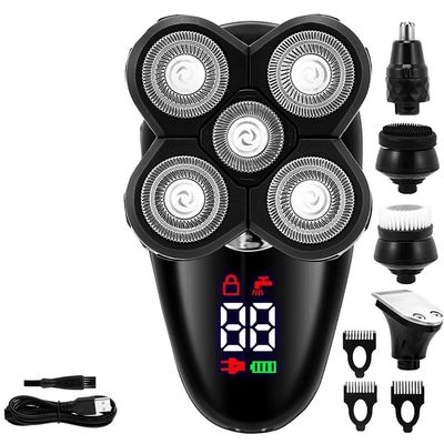 EKHOU Head Shavers for Bald Men, 5 in 1 Electric Razor for Men Bald Head Shaver LED Display Nose Hair Beard Trimmer Clippers Facial Cleansing Brush USB Rechargeable