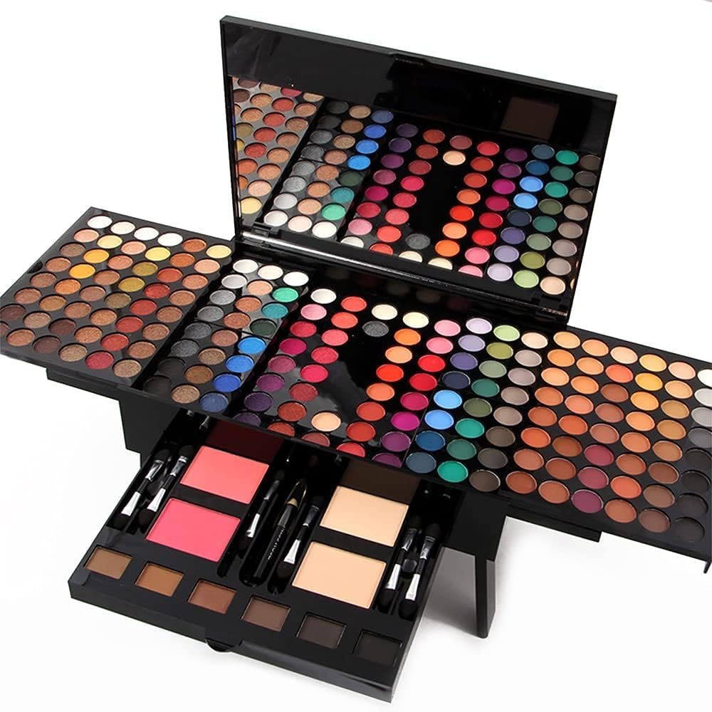180 Colors Cosmetic Make up Palette Set Kit Combination with Eyeshadow Facial Blusher Eyebrow Powder Face Concealer Eyeliner Pencil A Mirror All-in-One Makeup Gift (Multicolor)