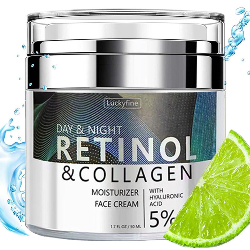 Retinol Face Cream with Collagen, Day & Night Face Moisturizer Anti Wrinkle Skin Care, Reduces Dark Spots & Fine Lines, Firming Cream for Face and Neck, Evens Tone 1.76 Fl Oz