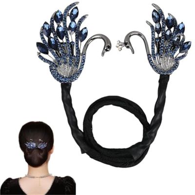 Elegant Hair Clip for Women, Rhinestone Flower Hair Clip, for Thick or Thins Ponytail Hair Strong Hold,Lazy Hair Curler Deft Bun Maker (#C)