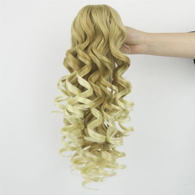 180G Synthetic Hair Claw Ponytailtail Wig Long Blonde Curly Fake Hair Extension Clip Pieces Ponytail Tail For Women