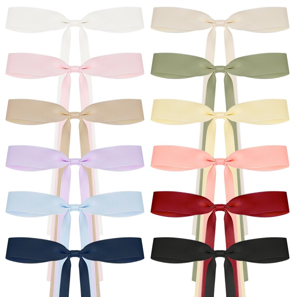 12PCS Long Tail Hair Bows for Women Girls, Ribbon Bowknot Barrettes with Tassel Claw, Silky Satin Hair Ribbon Clips with Long Tail, Metal Bow Hair Clips for Girls (12 Colors)