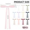 12PCS Long Tail Hair Bows for Women Girls, Ribbon Bowknot Barrettes with Tassel Claw, Silky Satin Hair Ribbon Clips with Long Tail, Metal Bow Hair Clips for Girls (12 Colors) view 2