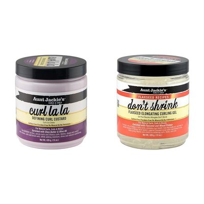 Aunt Jackie's Curl La La, Lightweight Curl Defining Custard, Enriched with Shea Butter & Olive Oil, Basic, 15 Ounce & Flaxseed Recipes Don't Shrink Elongating Hair Curling Gel for Natural Curls