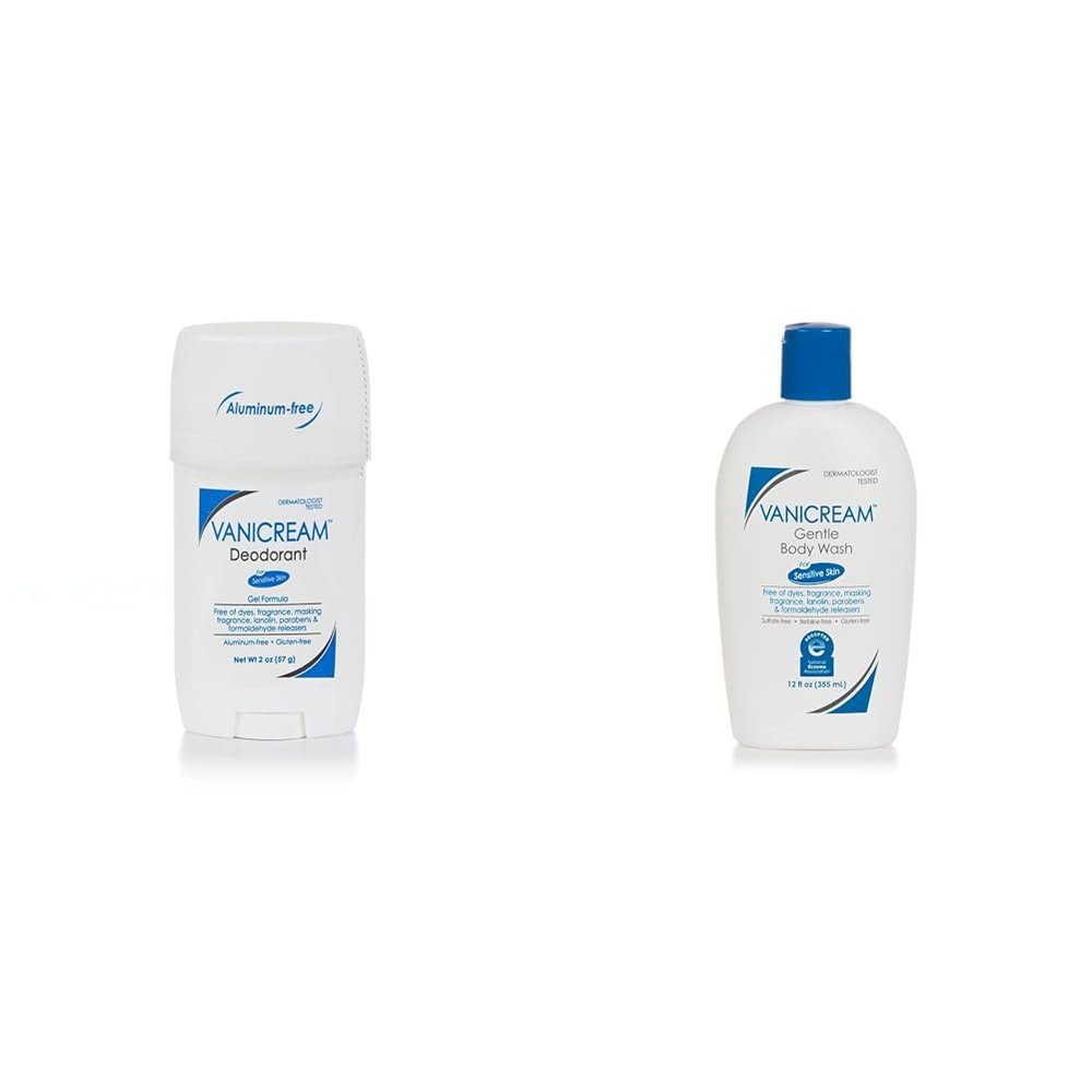Vanicream Aluminum-Free Gel Deodorant - 2 oz - Unscented Formula for Sensitive Skin & Gentle Body Wash -12 fl oz - Formulated Without Common Irritants for Those with Sensitive Skin