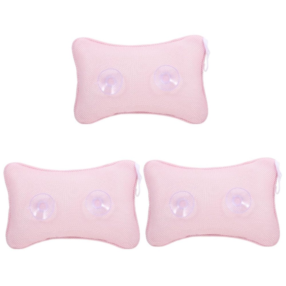 Angoily 3 Pcs Bathtub Suction Cup Headrest with Suction Cup Net 3D