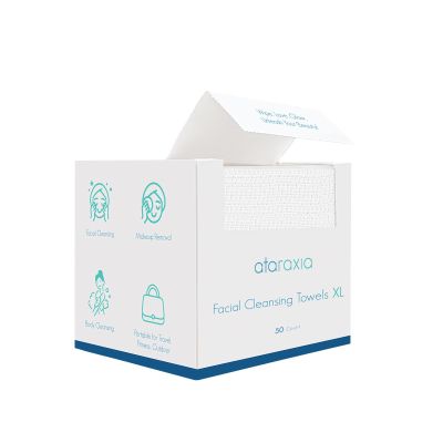 ataraxia Disposable Face Towels XL of 50, 10x12'' Extra Thick Soft Facial Cleansing Towelettes Wipes for Drying | Washing | Skin Care | Makeup Removing