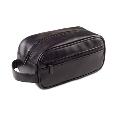 RomildaYuan Men's PU Travel Toiletry Bag: Sleek Business-Ready Makeup and Storage Companion