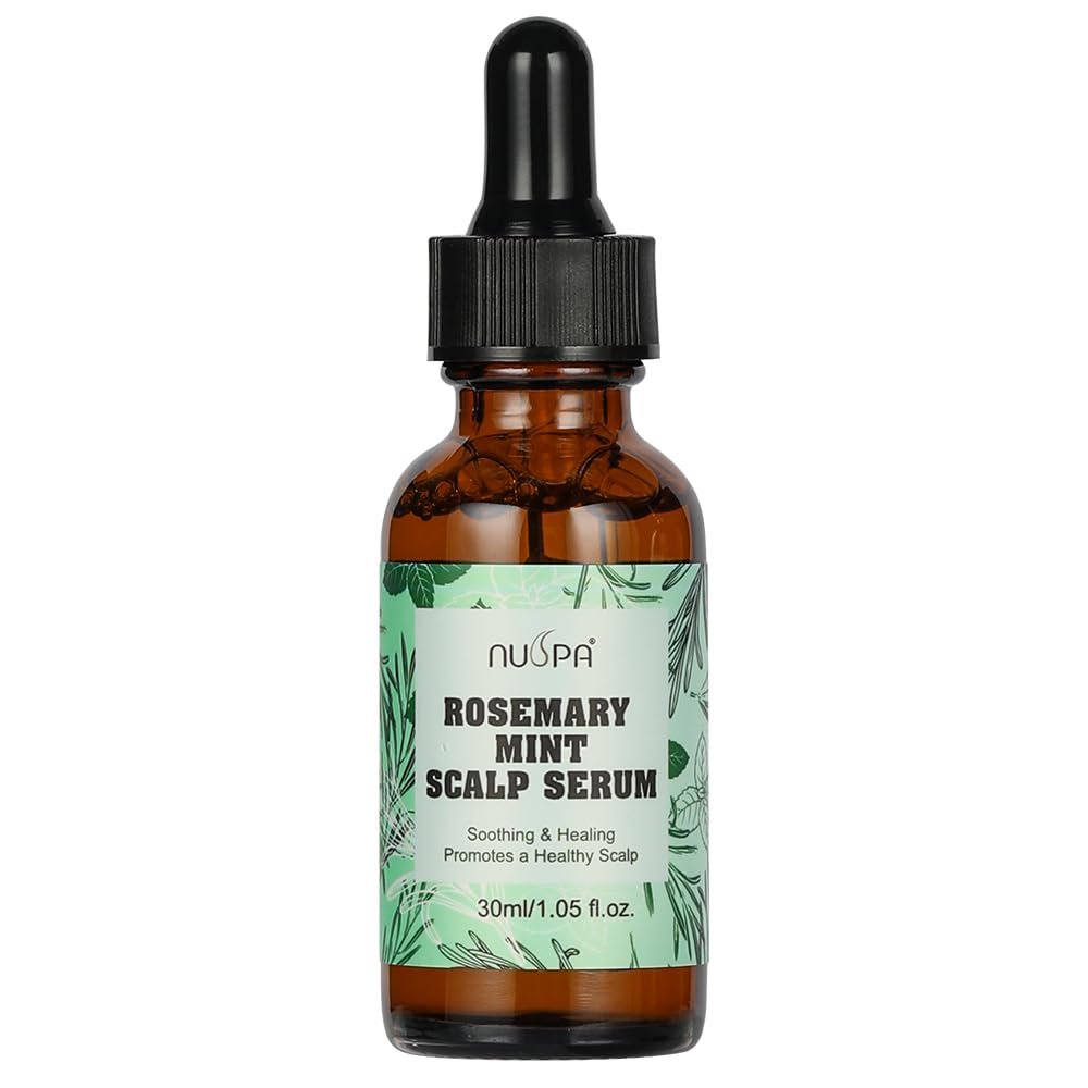 NUSPA Natural Rosemary Mint Hair Serum Grow Long Scalp Moisturizer Infused with BIOTIN Zero Fragrance Reduce Hair Loss for Hair Regrowth,Daily Dry Scalp Treatment