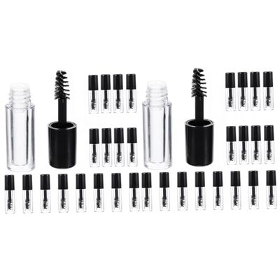Housoutil 40 Pcs Empty Mini Toiletry Makeup Remover Refillable Lip Gloss Tubes Kit It Toothpaste Lipstick Wand Clear Lip for Women Acrylic Black