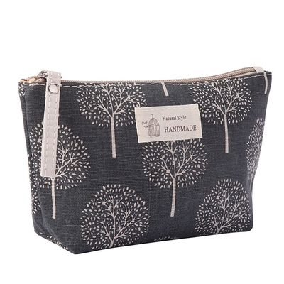 RomildaYuan Bear Tree Print Pattern Women's Travel Bag for Toiletries and Cosmetics - Portable Makeup Organizer in Soft Canvas