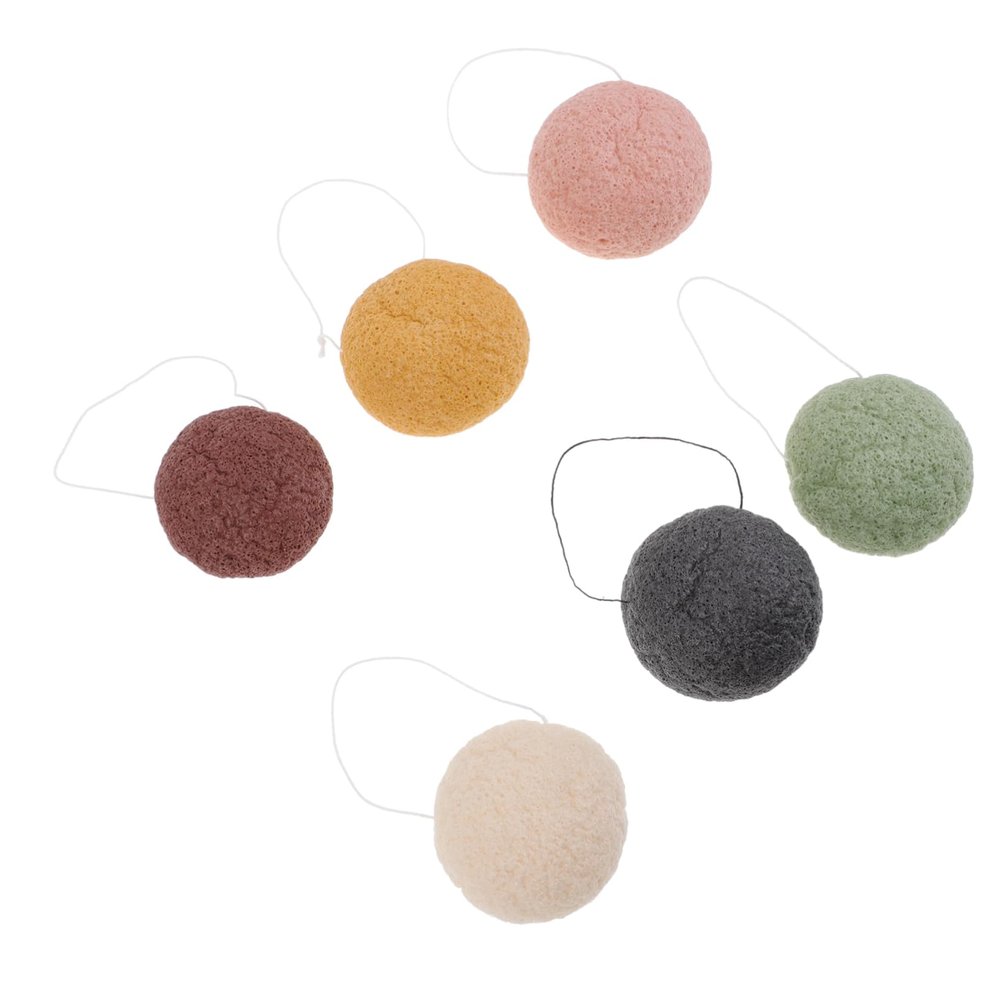 Angoily 6pcs Natural Facial Cleansing Sponges Deep Cleansing Puff for Skin Care Reusable Exfoliating Face Wash Pads for Skin Types Cleaning Sponge