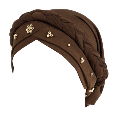 Headscarf for Women's Hair Women Turban Head Wrap Pre-Tied Bonnet Beanie Hat Sleeping Cap Headwrap (Coffee, One Size)