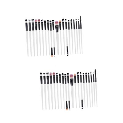 Angoily 40pcs Portable Eyeshadow and Eyeliner Brush Set Plastic Handle for Eye Makeup for Daily Use and Beginners White and Black