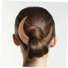 Angoily Wooden Fork Bun Hair Stick Creative Moon Shaped Hair Styling Tool for Women for Updos Festivals and Daily Life Natural Wood Material for view 2