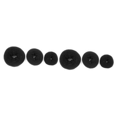 Angoily 6pcs Hair Donut Bun Maker Black Round Chignon Styler for Women Easy to Use Ballerina Bun Tool Large Medium Small for Dance and Special Occasions