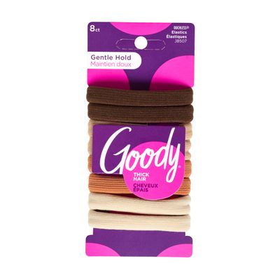 Goody Ouchless Sweater Hair Ties, 8 Ct Warm Tones, Gentle, Secure & Damage-Free Elastic Bands for All Occasions, No Snag or Pull Styling Accessories for Women & Men, For Thick Hair