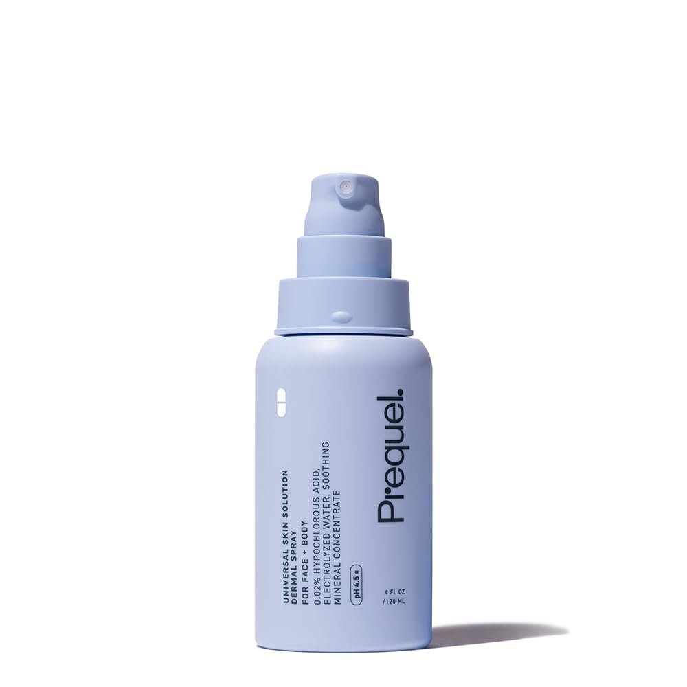 Prequel Skin Universal Skin Solution Hypochlorous Acid Spray for Face and Body. Fine Mist HOCL Facial Cleanser and Dermal Spray with Minerals & Electrolyzed Water - pH-Stabilized Care. 4oz