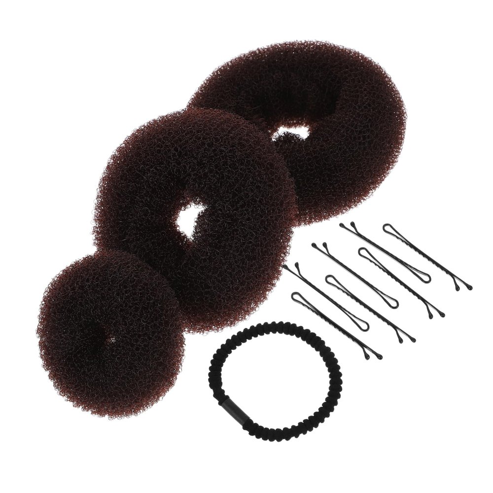 NOLITOY 3pcs Donut Bun Styler Maker Hairpin Clip and Band for Easy Updos for Parties Weddings and Daily Styling
