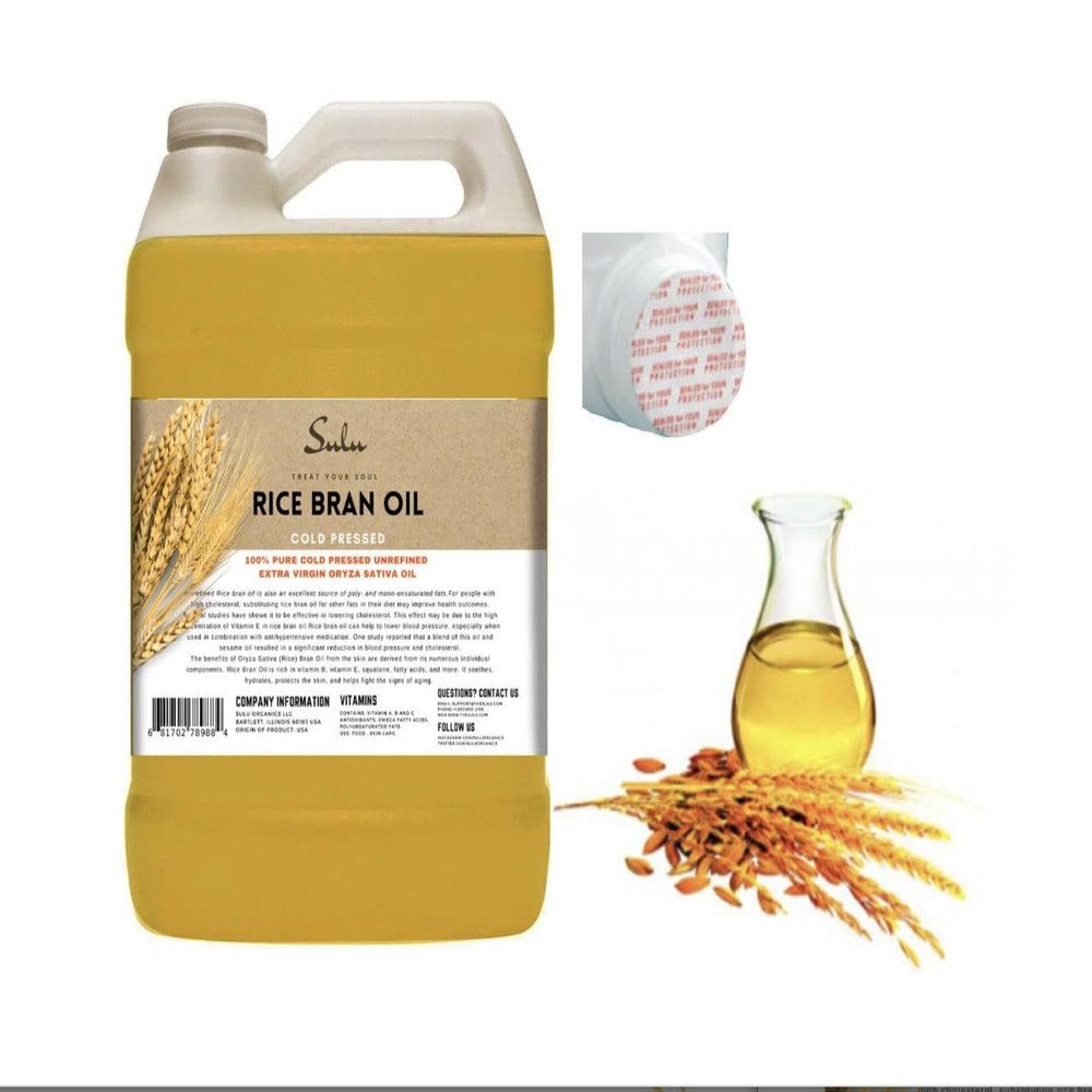 100% Pure Unrefined Cold Pressed Extra Virgin Rice Bran Oil 1 GALLON/128 FL.OZ