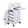 Hair Salon Trolley Cart with Wheels - Rolling Storage Cart with Drawers - Mobile Makeup Case - Lockable Hairdressing Tools Organizer - 3 Hair Dryer Holders, 4 Drawers, Side Tray, and 2 Keys - White view 1