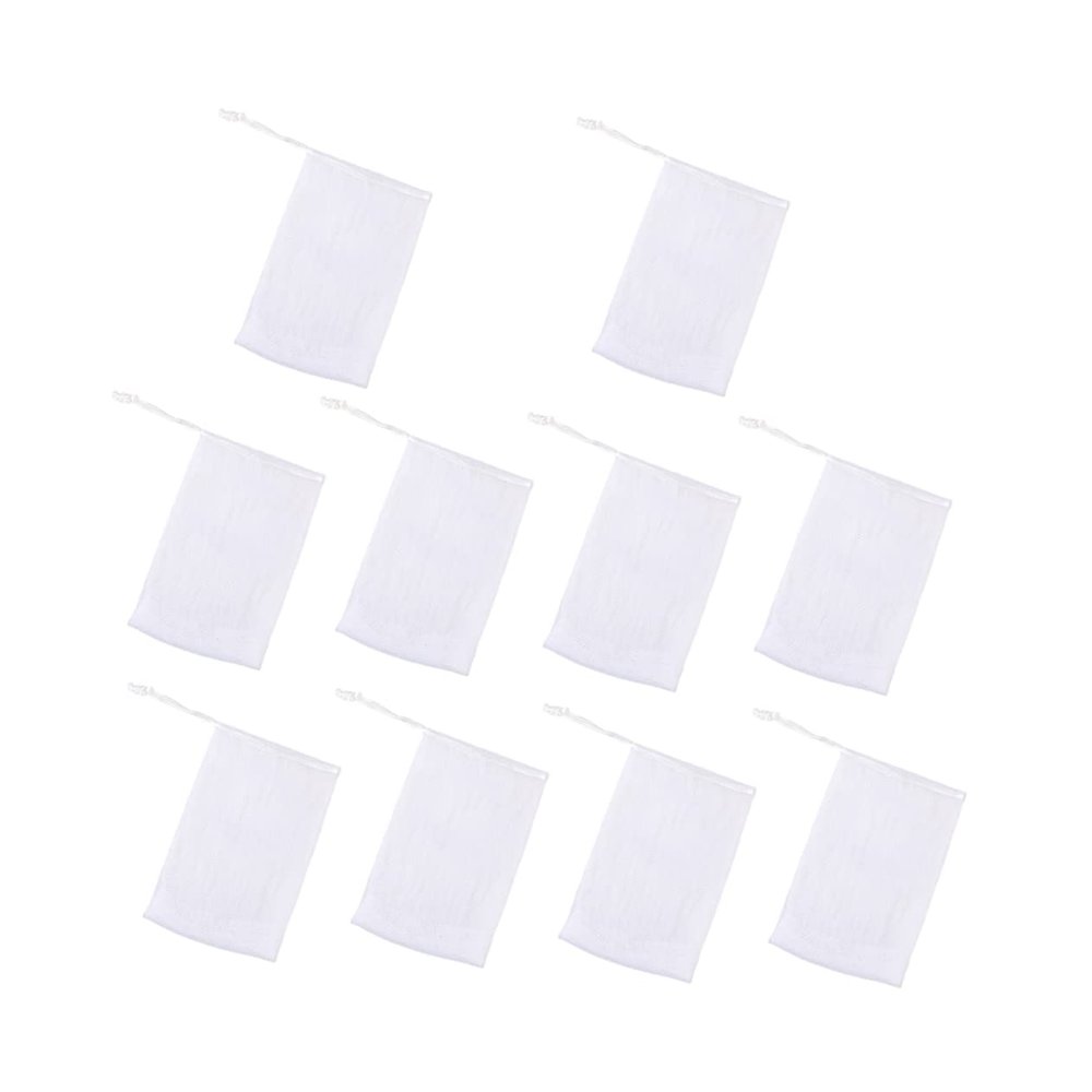 Balacoo 10pcs Handmade Soap Net Makeup Nylon Makeup Shower Foaming Nets Facial Foaming Net Exfoliating Cleansing Foaming Nets Lip Gloss White Earth Tones, 16X9cm