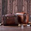 AGDHERSNVX Toiletry Bag for Men Women with Hanging Hook,Full Grain Leather Handcrafted Vintage Travel Dopp Kit,Leather Toiletry Cosmetic Pouch,Large Shaving Bag DarkBrown view 3