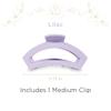 TELETIES - Medium Open Claw Clip - Strong Grip, Bendable Teeth, Comfortable Cutout Design - Ideal for Long, Thick, Curly, or Wavy Hair - For All Hair Textures - Spring Collection - Lilac view 2