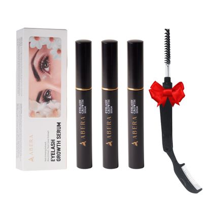 Abera Misan Eyelash Growth Serum (Upgrade Version) - Natural Lash Booster and Lash Enhancer, Regenerating and Nourishing Lashes Longer and Thicker (3. Set of 3 with Gift)