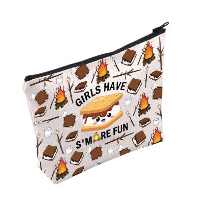 PLITI Camping Makeup Bag Camping Lover Gift Scout Gift Girls Have S'more Fun Travel Pouch For Comping Girls (Girls More Fun bag)