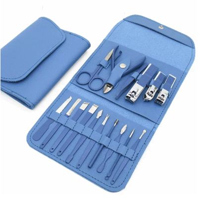 16Pcs Stainless Steel Manicure Set Household Color Nail Clippers Tools Ear Spoon Nail Cutters Scissors Kit for Nails