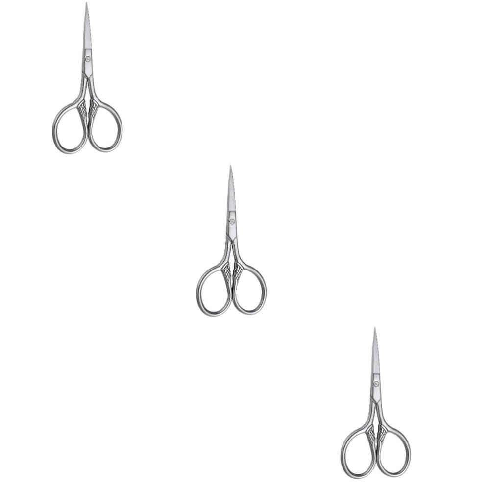 Angoily 3pcs Stainless Steel Beard Trimming Scissors for Men Precision Shears Silver for Facial Hair Grooming