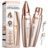 VG VOGCREST Eyebrow & Facial Trimmer: 2 in1 Rechargeable Facial Hair Removal & Eyebrow Shaver - Body Razor with Built-in LED Light (Rose Gold) view 1