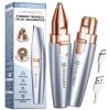 VG VOGCREST Eyebrow & Facial Trimmer: 2 in1 Rechargeable Facial Hair & Eyebrow Shaver - Painless LED Light (Sky Blue) view 1